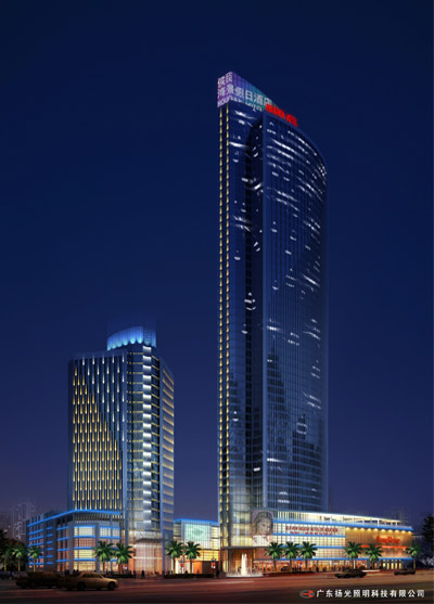 海口港（gǎng）航大廈（xià）夜（yè）景照（zhào）明工程
