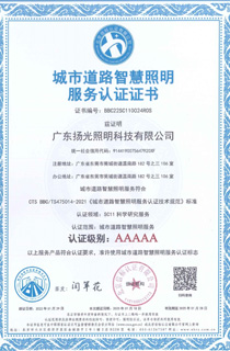 城市道路智慧照明服務（wù）認證證書